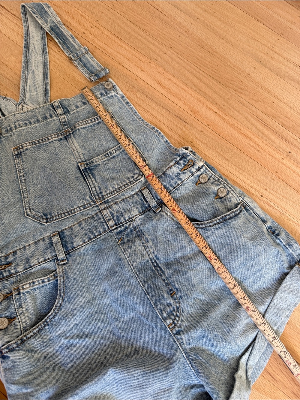 Free People Ziggy Shortall Short Overalls We The Free Light Blue Denim Size M - Picture 12 of 12